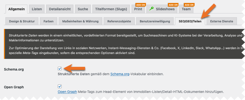 Plugin-Option zur Aktivierung/Deaktivierung des Schema Markups im WordPress-Backend