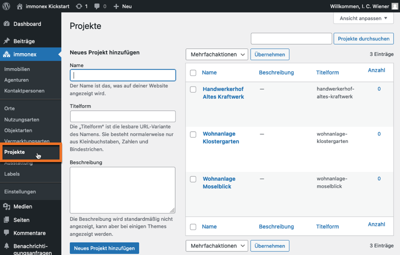WP-Taxonomie Projekt für die Gruppierung von Immobilien
