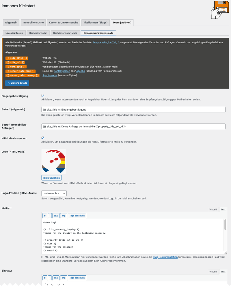 Screenshot: Mail-Optionen