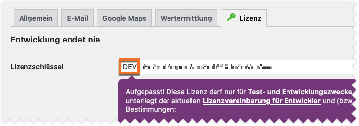WordPress-Plugin-Aktivierung mit Entwicklerlizenz
